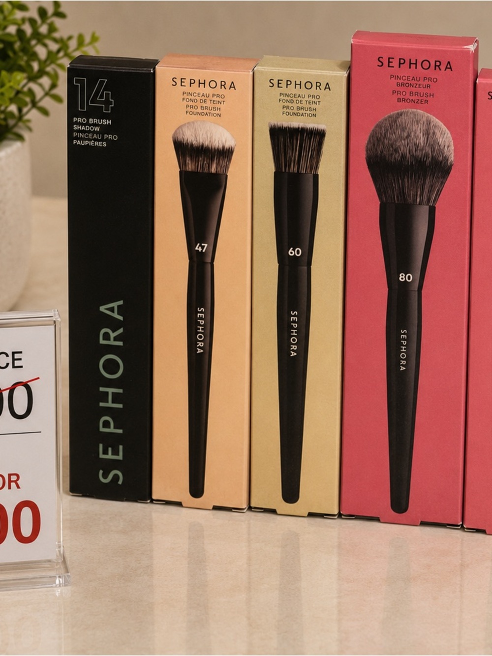 6 Sephora Pro Brush Set 2 foundation 1contour 1blush 1bronzer 1powder 1eyeshadow - Picture 2 of 5